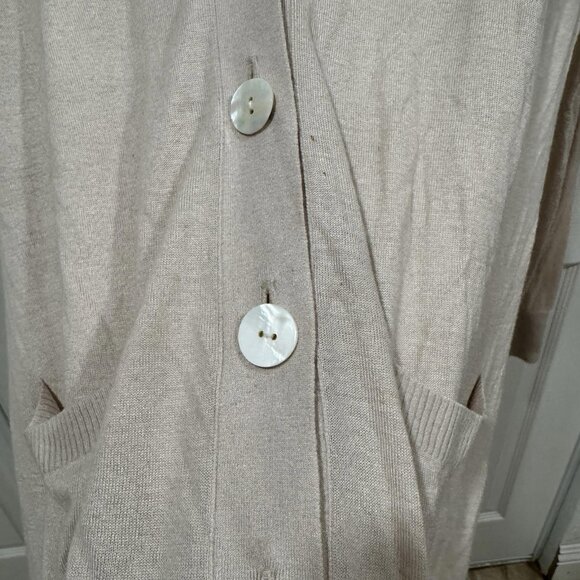 Women’s SEATON cardigan Seashell Size 1(small) Pink/tan Cashmere Bamboo Vintage - Picture 4 of 9